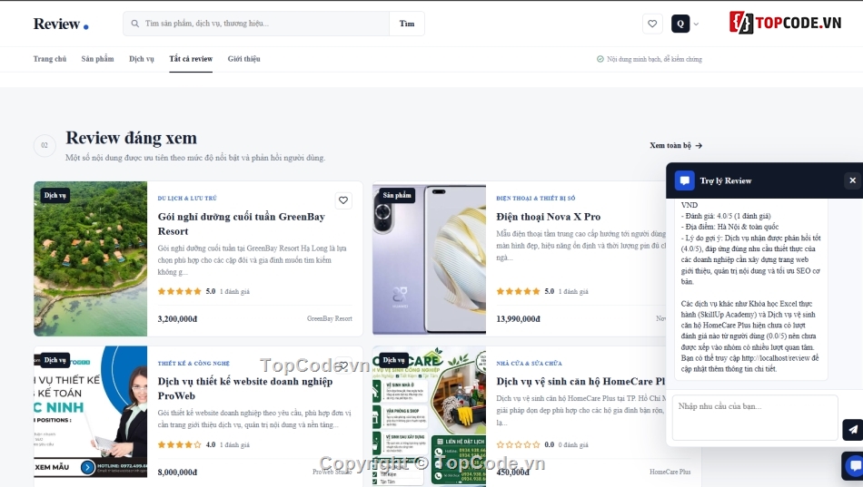 Đồ án,review,sản phẩm dịch vụ